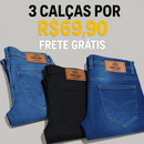 kit 3 Calças Jeans Premium Para Trabalho Masculina 100% algodão Elastano Várias Lavagens