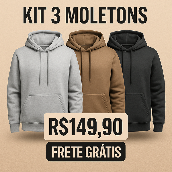 KIT 3 Blusas Moletom Canguru