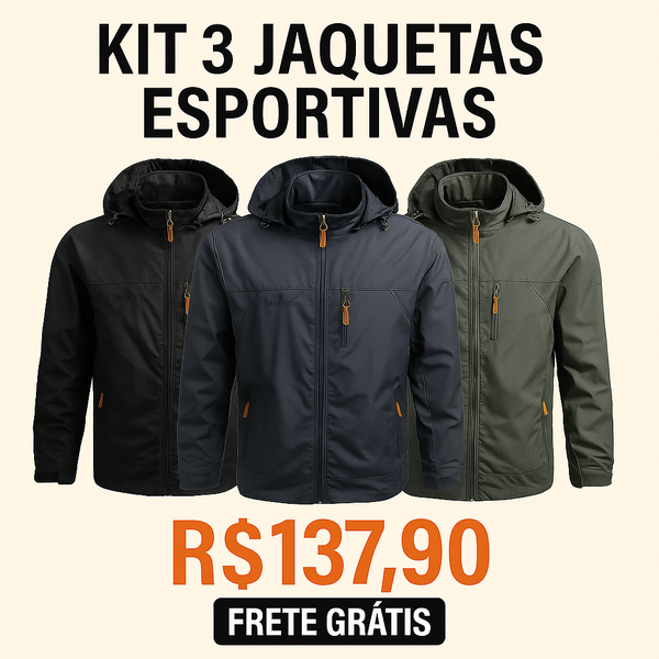 Kit 3 Jaqueta Militar Tática Masculina Operax em Nylon Reforçado com Poliéster + BRINDES: Cinto, Carteira e Relógio