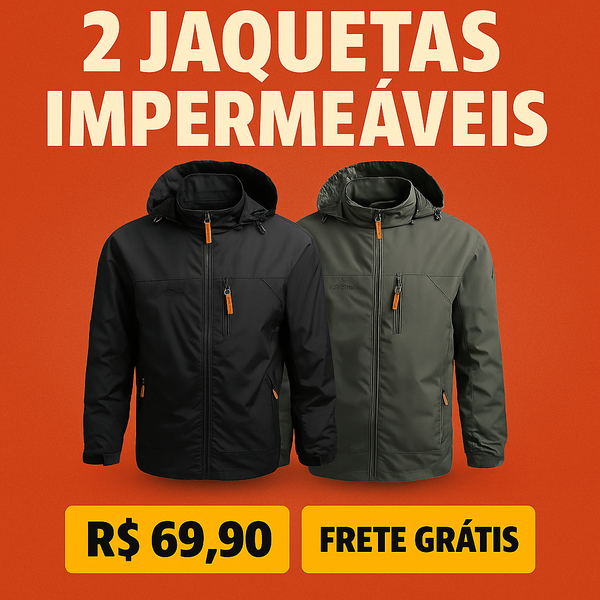 KIT 2 Jaqueta impermeável com capuz