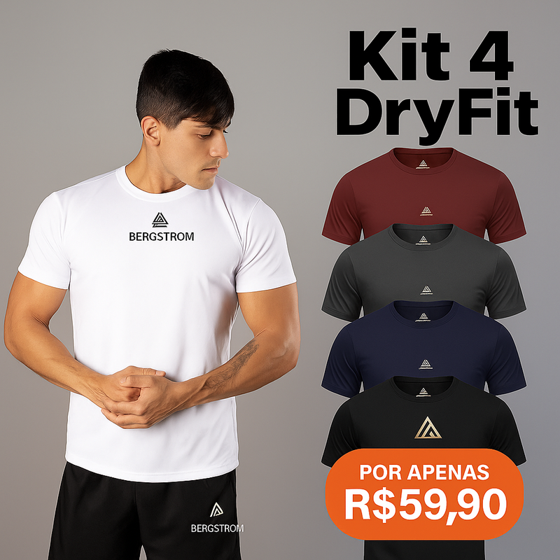 Kit 4 Camiseta Dry Masculina Manga Curta Fitness Academia Corrida CrossFit Poliester Premium