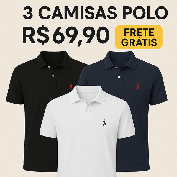 KIT 3 Camisas POLO com frete grátis