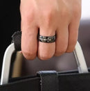 Anel Titânio Preto Cruz Prata Religiosa Luxo