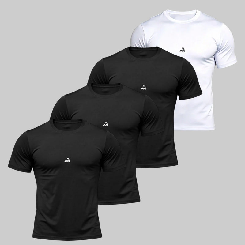 Kit 4 Camiseta Dry Masculina Manga Curta Fitness Academia Corrida CrossFit Poliester Premium