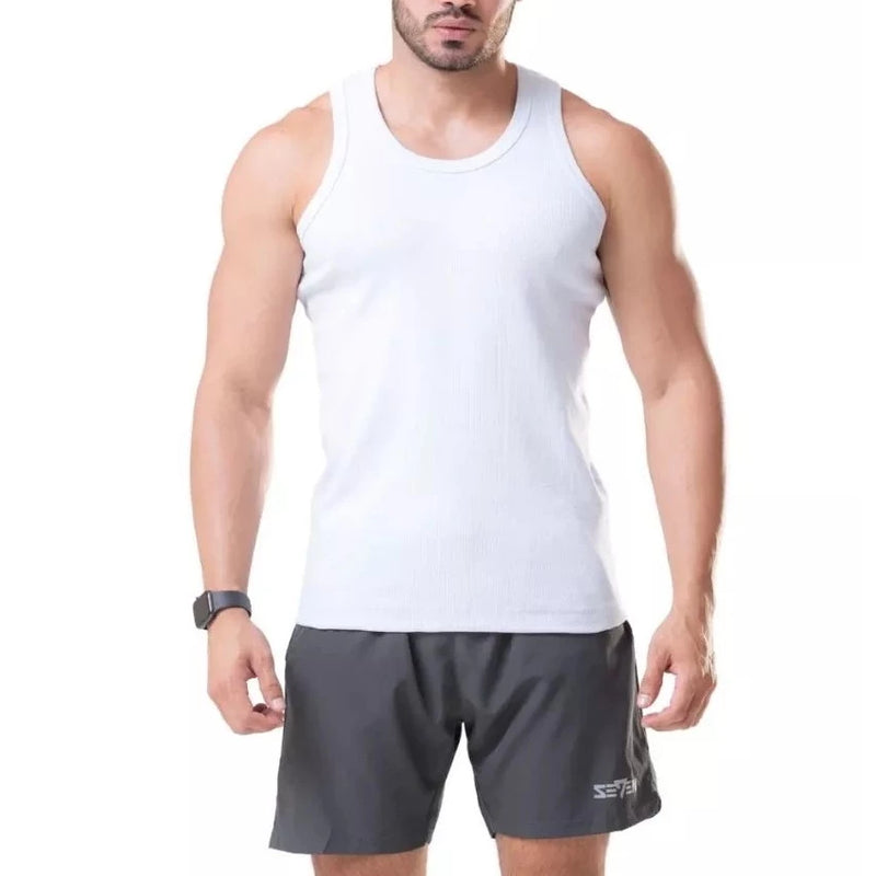 Kit C/3 Regata Premium Masculina Modelo Americano Canelada Algodão e Elastano Malha Encorpada Ultra Conforto