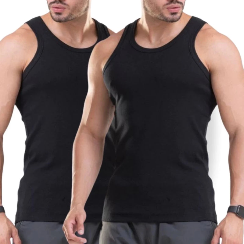 Kit C/3 Regata Premium Masculina Modelo Americano Canelada Algodão e Elastano Malha Encorpada Ultra Conforto