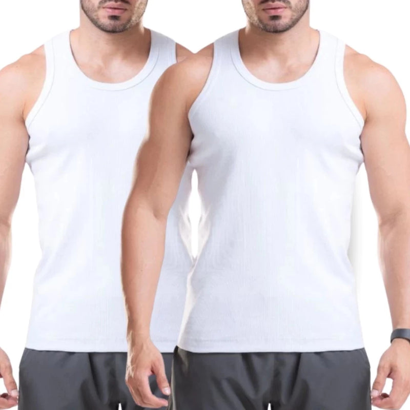 Kit C/3 Regata Premium Masculina Modelo Americano Canelada Algodão e Elastano Malha Encorpada Ultra Conforto