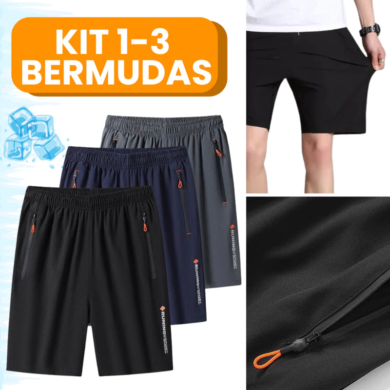 Bermuda Masculino DryFIT Esportivo Com Ziper