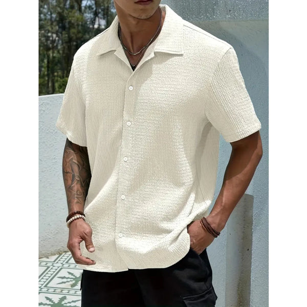 Camisa  Old Money Premium Casual Masculina Texturizada Com Botões