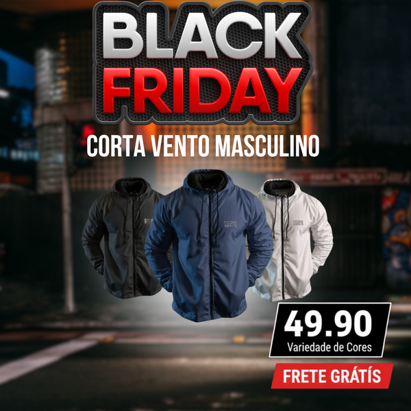 Corta Vento Masculina Impermeável Semi Forrada PRETO Rock Saints